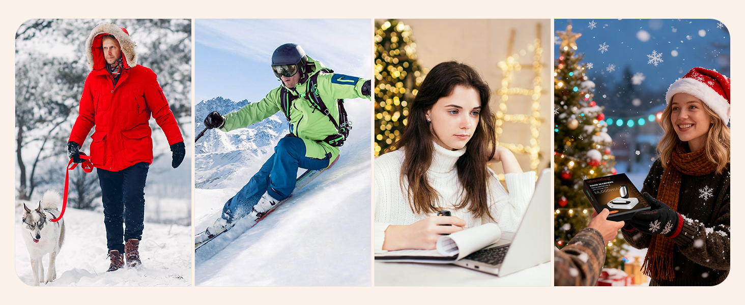 Електричні грілки для рук 2 шт. з зарядним кейсом, 14000 мАг, багаторазові, двосторонній нагрів, 3 режими, USB-зарядка, ідеальні для активного відпочинку взимку, чорні