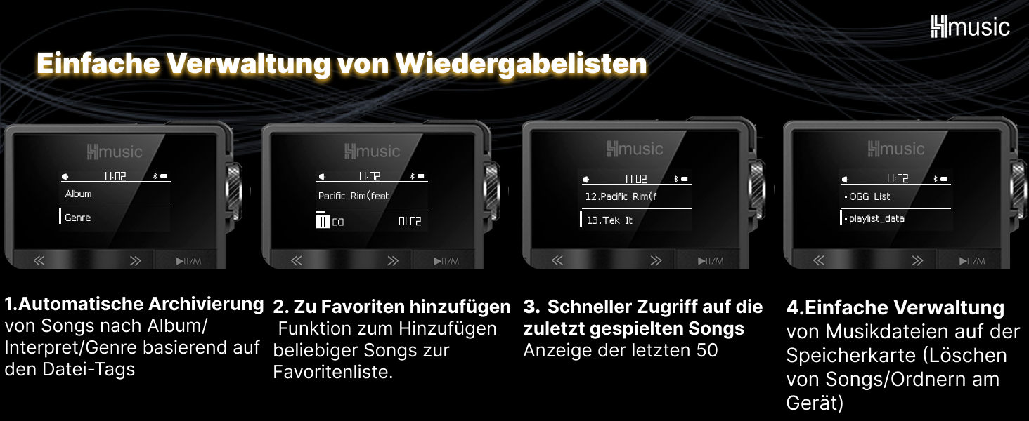 MP3-плеєр Hmusic P68 HiFi з кліпсою, Bluetooth, 16GB + карта пам'яті 128GB, підтримка DSD, Hi-Res аудіо