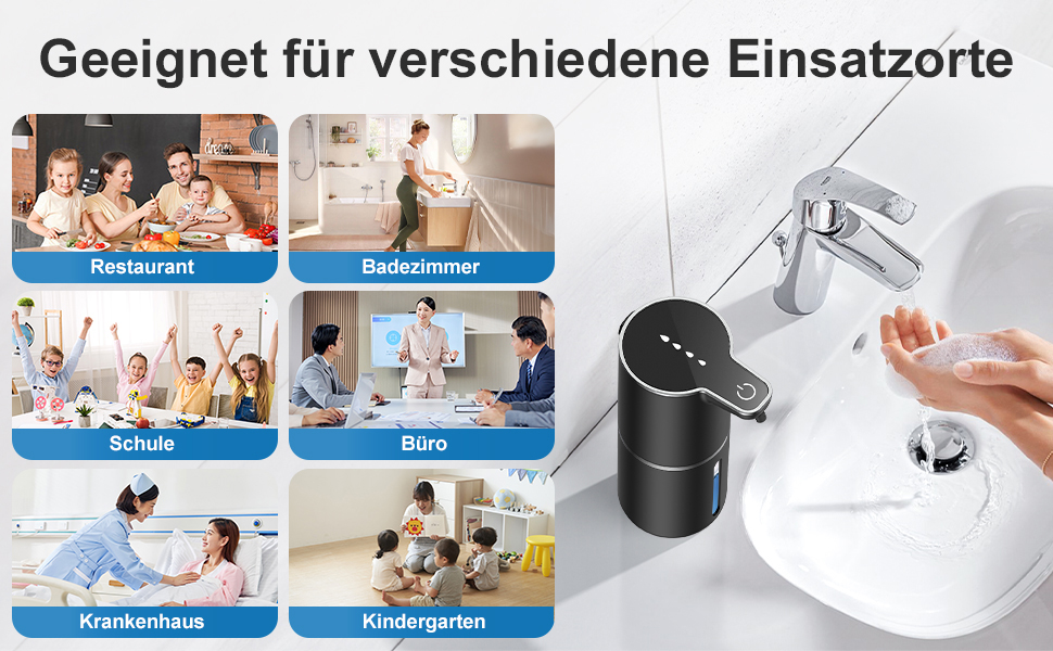 Автоматичний дозатор мила на батарейці з сенсором, USB-зарядка, 4 рівня регулювання, для кухні, ванної, школи. Підходить для рідкого та пінного мила. Білий колір.