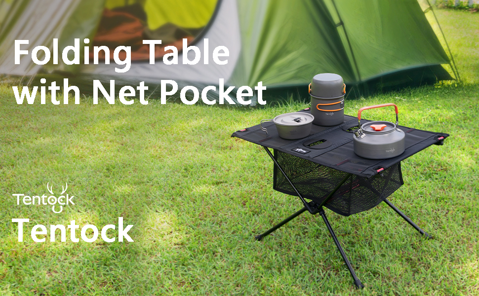 Складний кемпінговий стіл Tentock Ultraleicht з алюмінію - для пікніка, походів, подорожей та дому (чорний)