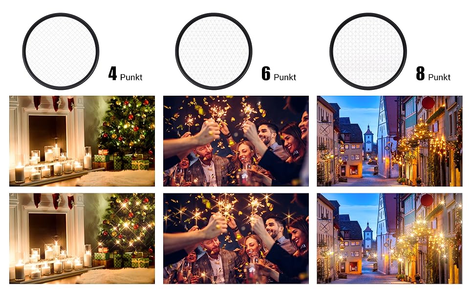 Фільтр JJC Glas-Stern 62mm (4/6/8 променів) для Sony A7/A7C/A7R/A7S/A9 + об'єктив Sony FE 90mm F2.8 Macro G OSS та інші об'єктиви з різьбою 62mm
