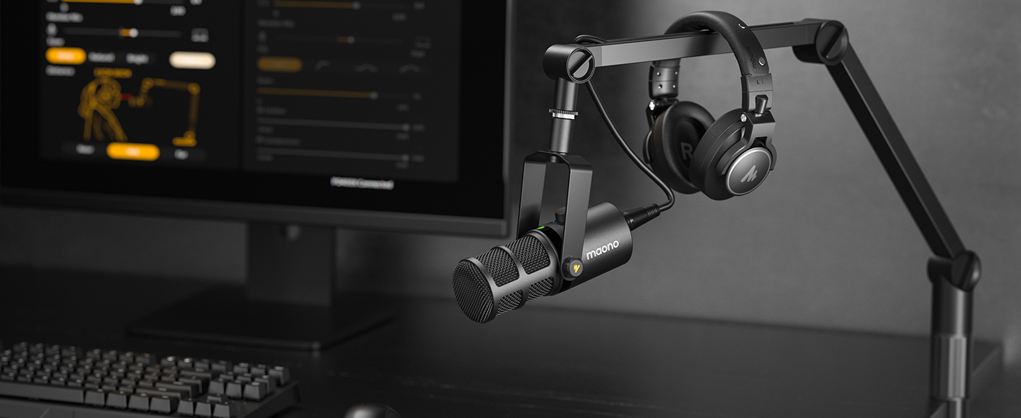 MAONO PD400X: USB/XLR мікрофон для подкастів, студії, стрімінгу та геймінгу з регулюванням гучності та функцією Mute