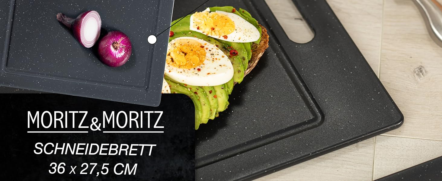 Набір обробних дощок Moritz & Moritz з пластику з імітацією граніту - 25 x 15 см, BPA Free, для сніданку, гігієнічні, придатні для миття в посудомийній машині (Великий, 4 шт.)