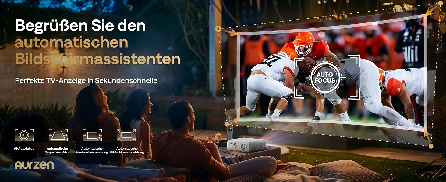 Aurzen Eazze D1 Smart Beamer: 4K проєктор для дому, Wi-Fi, Bluetooth, Netflix, Dolby Audio, автофокус, корекція трапеції, Mini проєктор, білий