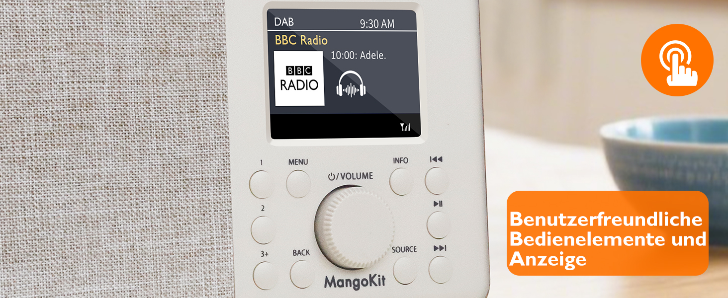 Портативне цифрове радіо MD3 DAB/DAB+/FM з Bluetooth, динаміком та навушниками, 40 станцій, будильник, годинник, таймер, кольоровий дисплей, живлення від батарейок та мережі (корпус з ясеневого дерева)