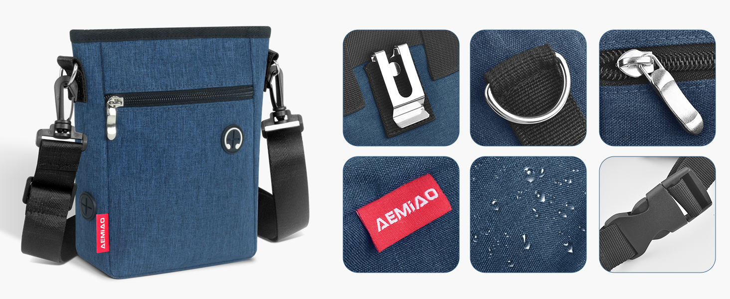 Фурнітура для собак з магнітною застібкою, 2025, практичний мішок для їжі, мішок для ласощів для собак з знімною внутрішньою кишенею | Диспенсер для відходів, блакитний