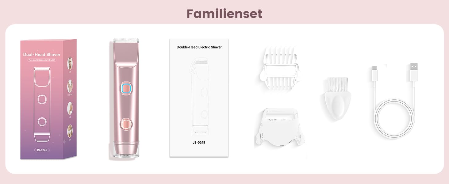 Епілятор для жінок 2-в-1 з тримером для бікіні, ніг, тіла. Вологостійкий, USB-C, рожеве золото