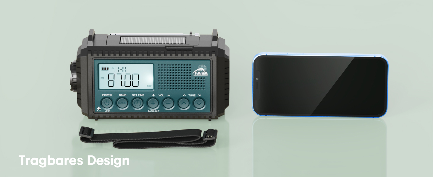 Радіо Roxicosly з ручним заводом та сонячною панеллю, 12000mAh Power Bank, AM/FM радіо для будівельних майданчиків, з ручним заводом та 5-ма способами живлення, приймач на весь світ, ліхтарик та зарядний пристрій, для відпочинку на природі, кемпінгу, надзвичайних ситуацій, блакитний колір
