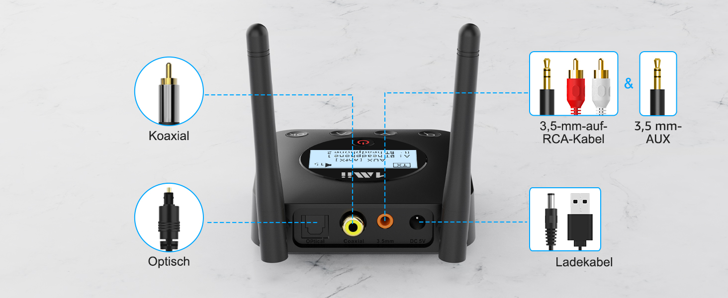 Bluetooth 5.3 трансмітер для ТБ 1Mii B06TX+ з дисплеєм та підтримкою Dual Link