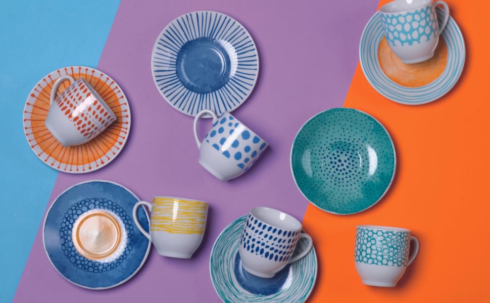 Villa d'Este Home Tivoli, Marea Espresso cups with saucer, set of 6