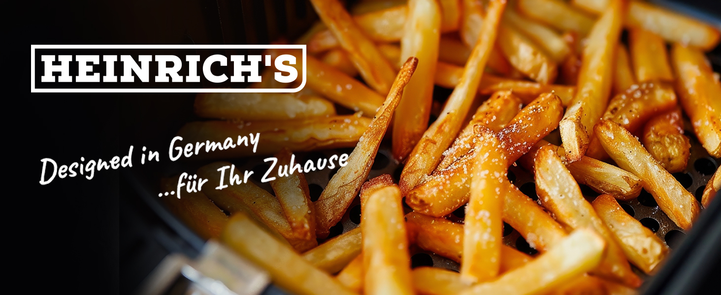 Фритюрниця повітряна HEINRICHS 9L XXL з LED-дисплеєм, 10-в-1, 1800W, без жиру, з таймером, сенсорне управління, для кухні