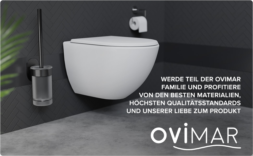 Набір для чищення унітазу Ovimar Finnkona: щітка, кріплення на стіну без свердління, силіконова щітка, функція вентиляції, сталь з порошковим покриттям, змінний насадок (Gunmetal, для кріплення)