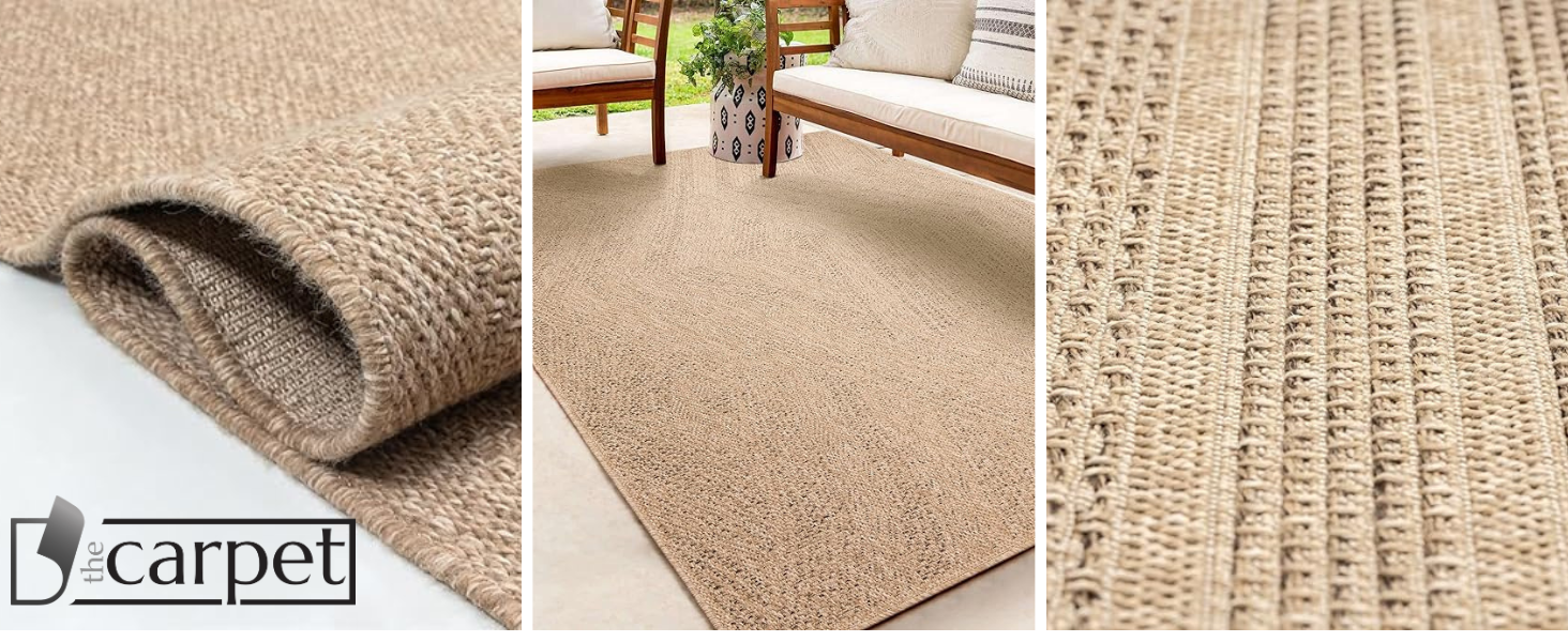Килим Kansas - стильний килим у стилі джуту, ідеальний для вітальні, їдальні та коридору, легко чиститься, стійкий до погодних умов для використання в приміщенні та на вулиці, розмір приблизно 60 x 180 см, натуральний колір