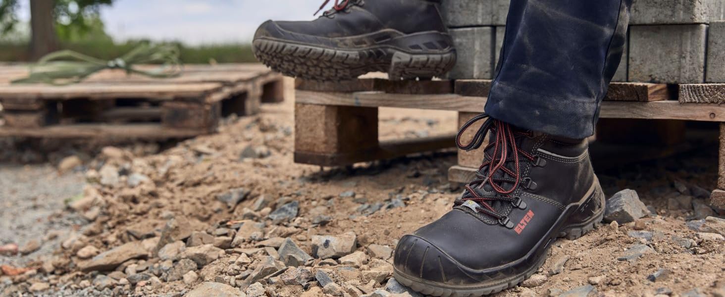 Робочі черевики ELTEN Renzo Low ESD S3, шкіряні, з металевим носком, легкі, міцні, 41 EU, чорні (для жінок та чоловіків)