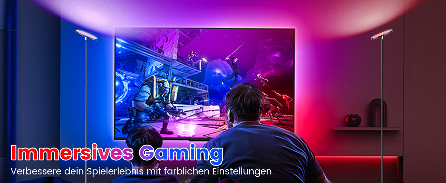 LED-підлогова лампа для вітальні з регулюванням яскравості та RGB-підсвічуванням, 42W, 4200LM, з читацькою лампою та пультом дистанційного керування