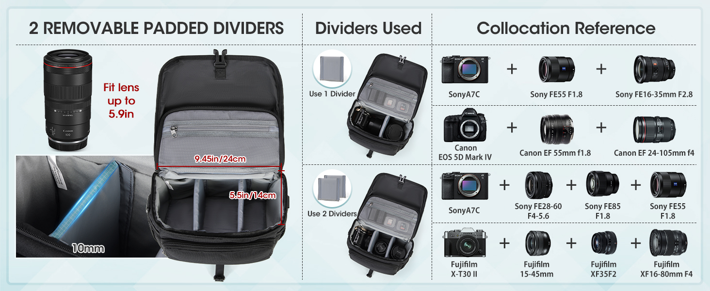 Сумка для камери RAINSMORE для DSLR/SLR з дощем. Сумка для фотографів, об'єктивів та аксесуарів. Чорний колір