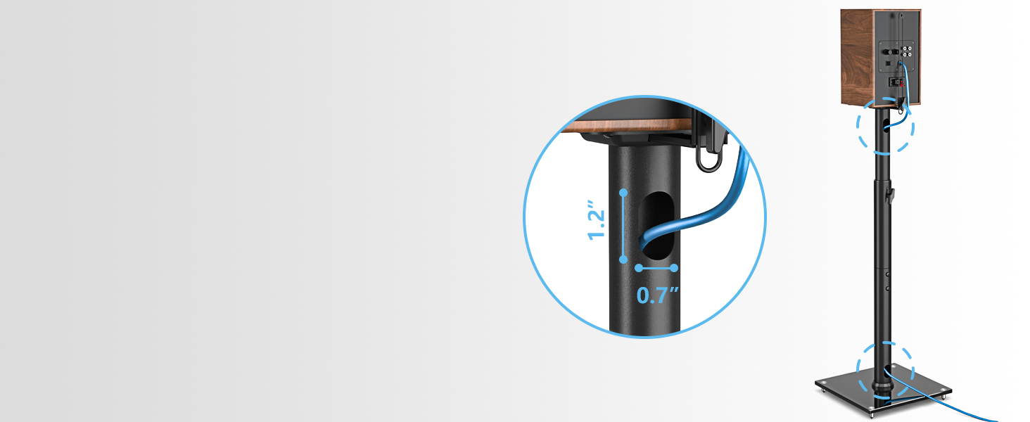 Підставка для акустики 5Rcom з кабелепроводом, регульована висота, для саундбарів та студійних моніторів, 5 кг вантажопідйомність
