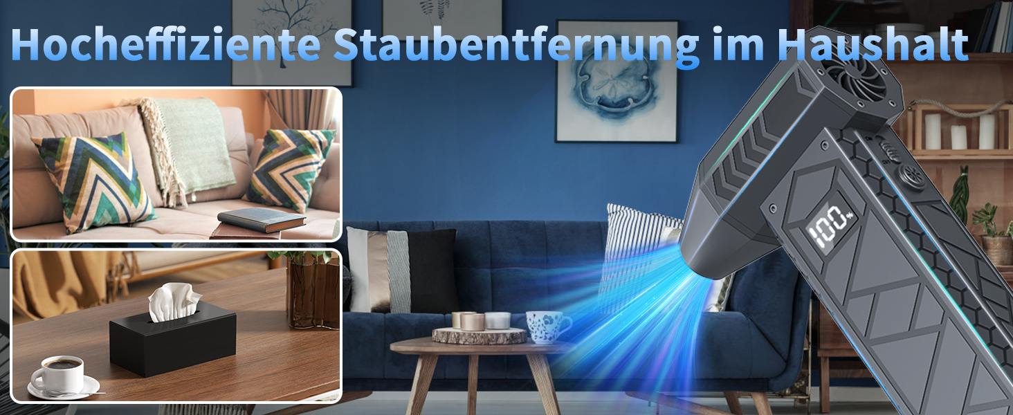 Електричний пилосос-фен, 10000mAh, LCD, міні-фен з ліхтариком для відпочинку на природі, 180000RPM, 4 швидкості, чорний