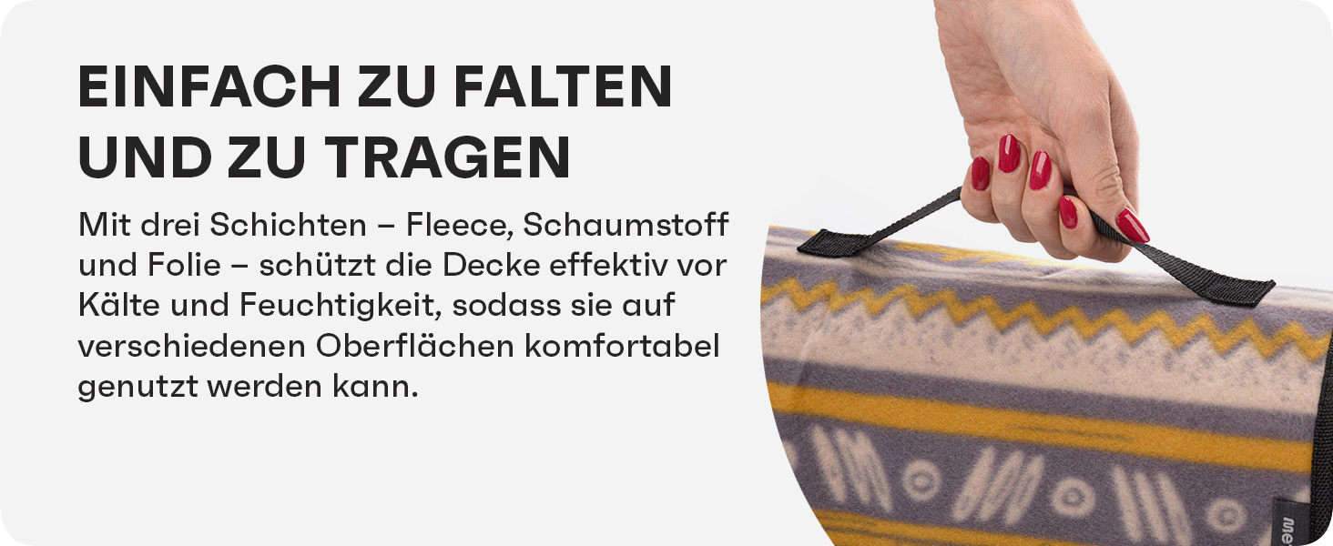 Плед для пікніка Meteor XXL водонепроникний, 150x190 см, синій - термоізольована килимок для кемпінгу, пляжу, саду