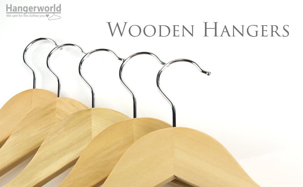 10 дерев'яних вішалок для одягу з кліпсами, натуральні кольори, 45 см - Hangerworld