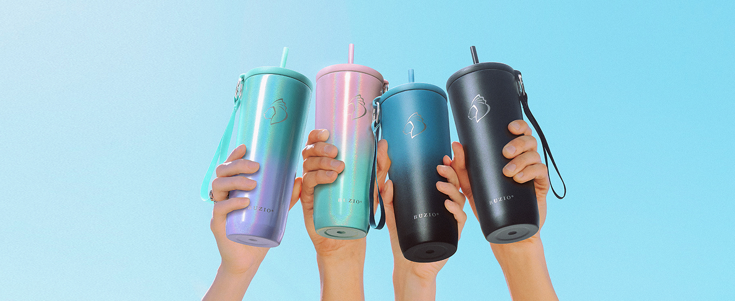 Insulated water bottle, 2 l, stainless steel, with straw lid and Flexseal closure, keeps cold for 48 hours, hot for 24 hours, double-walled, wide opening, BPA-free, leak-proof, (1180 ml, Black)