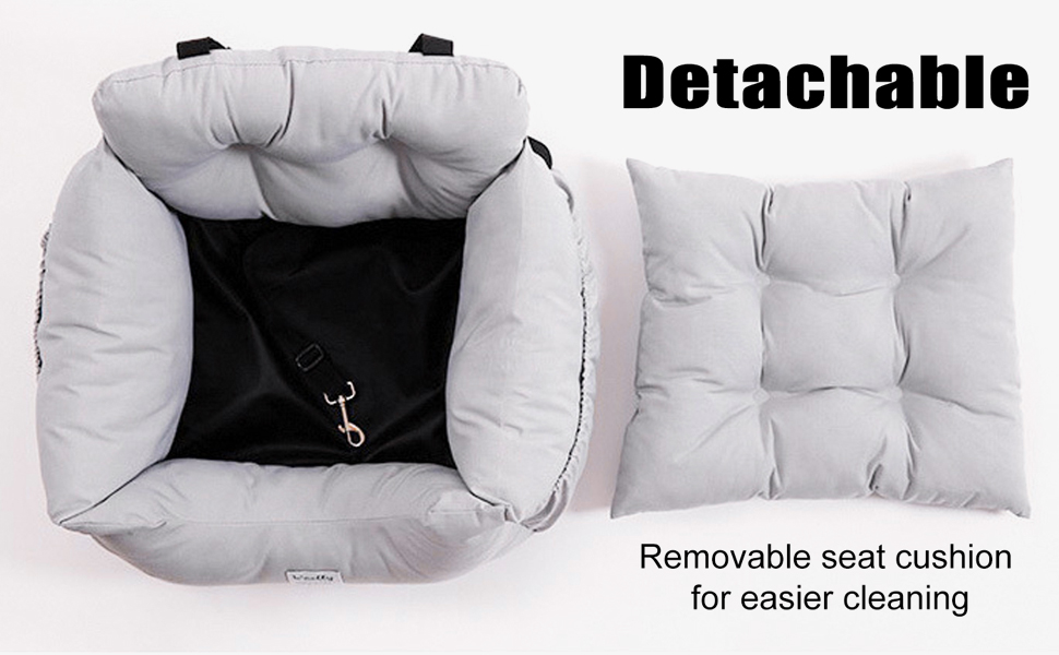 Автокрісло для собак PETCUTE - зручне, миється, з кишенею та страхувальним ремінцем, сірого кольору