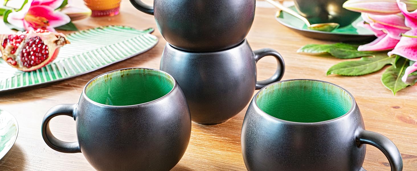 Набір чашок для еспресо Sänger Palm Beach (8 шт.) з блюдцями, 80 мл, кераміка, сучасний дизайн, PREMIUM COLLECTION