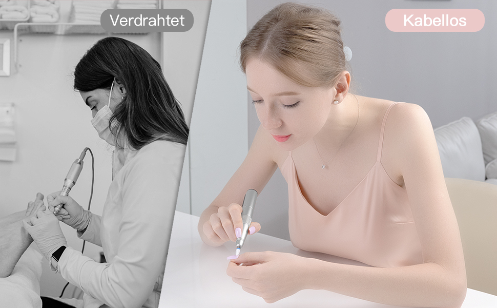 Електричний набір для манікюру та педикюру 12 в 1 бездротовий для гелевих, акрилових та натуральних нігтів (сірий)