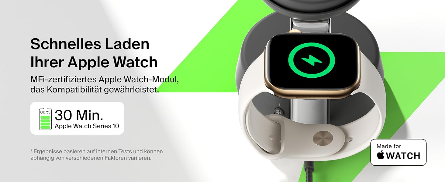 Belkin UltraCharge Pro Qi2.2 Бездротова зарядка 3-в-1 25W MagSafe сумісна для iPhone, Apple Watch, AirPods, Pixel – Чорна