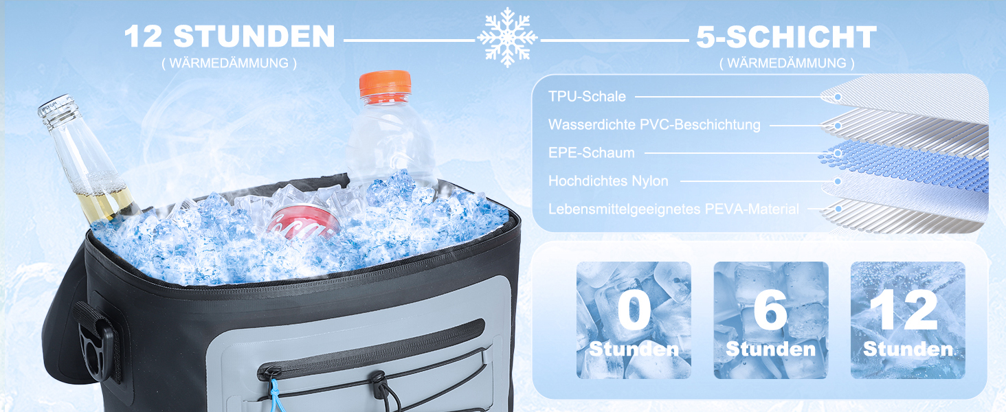 Чорна ізольована сумка-холодильник 24L для пікніків, пляжу, кемпінгу та транспортування продуктів