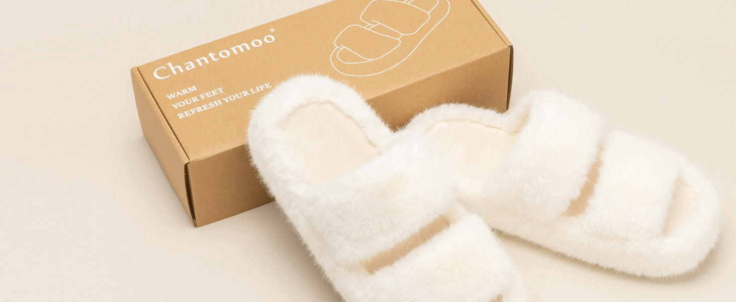 Жіночі домашні тапочки Chantomoo з піною Memory Foam - м'які, зручні, з штучного хутра, відкриті, з двома ремінцями, трендовий подарунок, 40/41 EU, світло-коричневі
