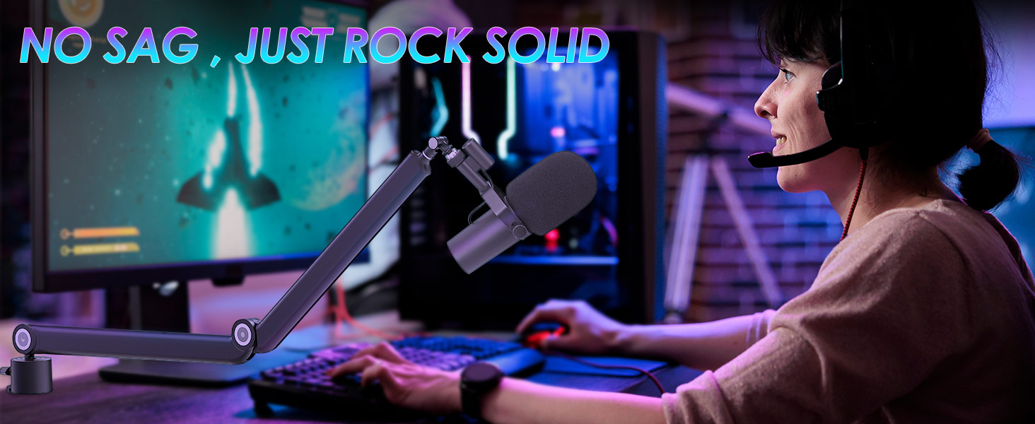 Шарнірний мікрофонний кріплення YOUSHARES для Shure SM7B з поп-фільтром, кабель-органайзером - мікрофонний стійка для студії XLR, USB, настільний