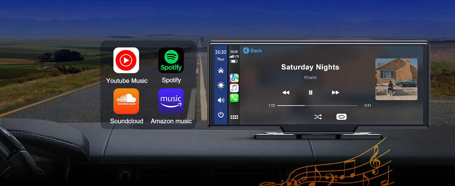 Бездротовий CarPlay/Android Auto дисплей Volam 9,26