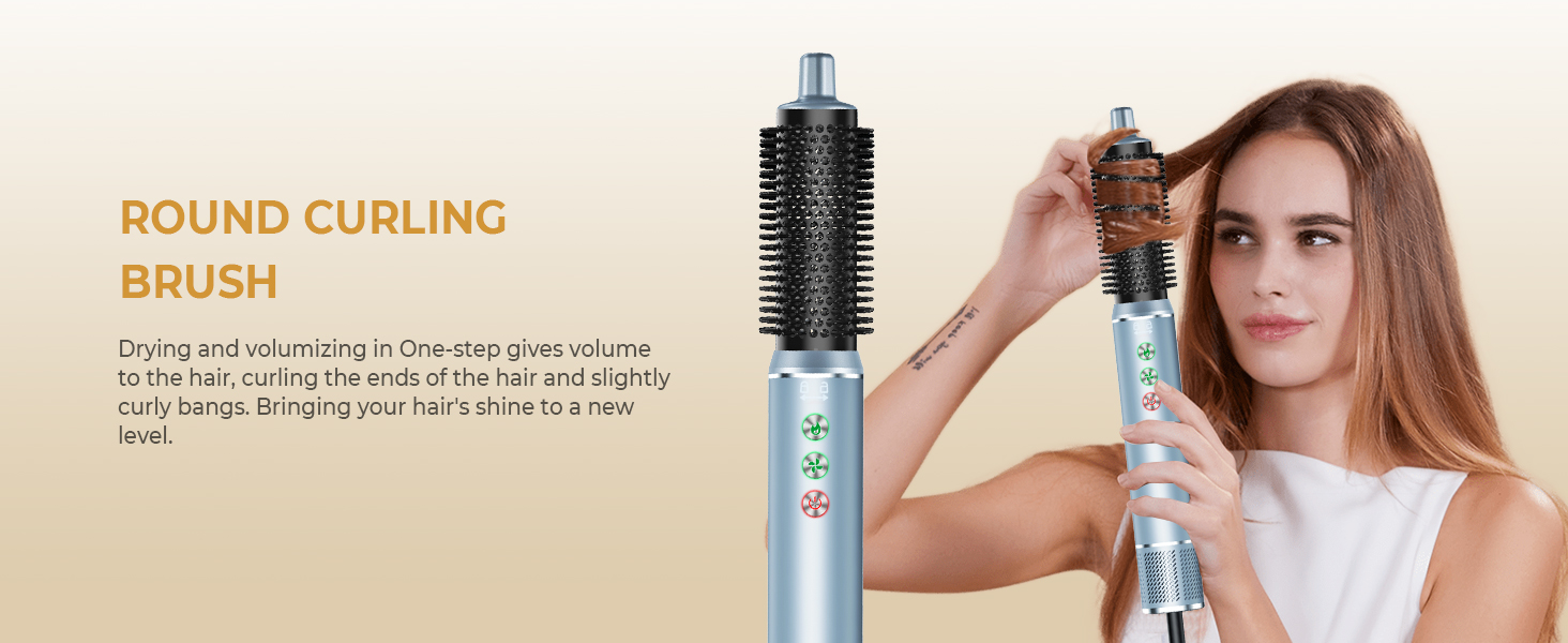 Набір для укладки волосся 7 в 1 OKWRAP Airstyler: фен, плойка, щітка для випрямлення, іонізація, 110000 об/хв, сірий/срібний