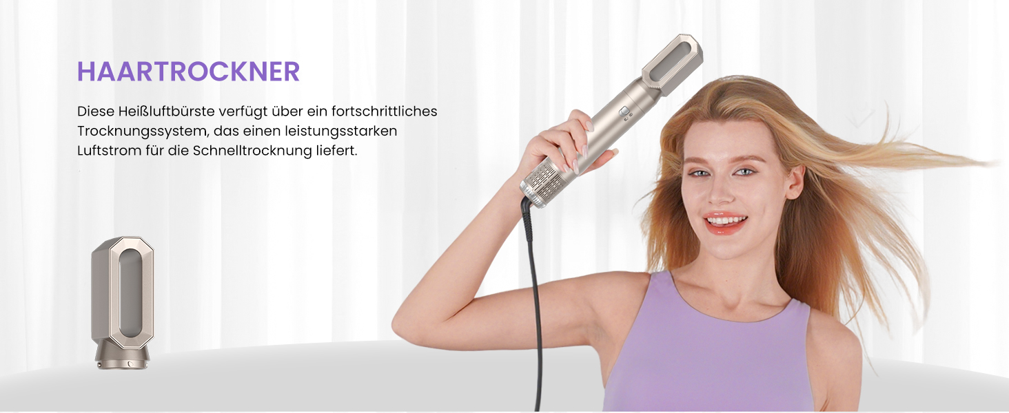 Фен-щітка 5 в 1 Airstyler Pro 1000W: стайлер для волосся, локони, об'єм, догляд, іонізація (золотий)
