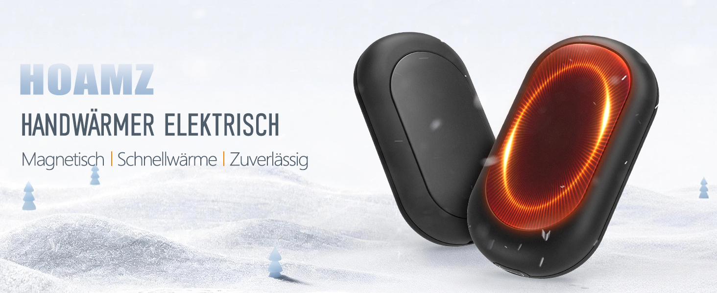 Електричні грілки для рук HOAMZ (2 шт.) з магнітом, безпечні та надійні. 3 режими нагріву до 55°C, швидкий нагрів за 3 секунди, компактні, ідеальні для рукавичок, подарунок для чоловіків та жінок