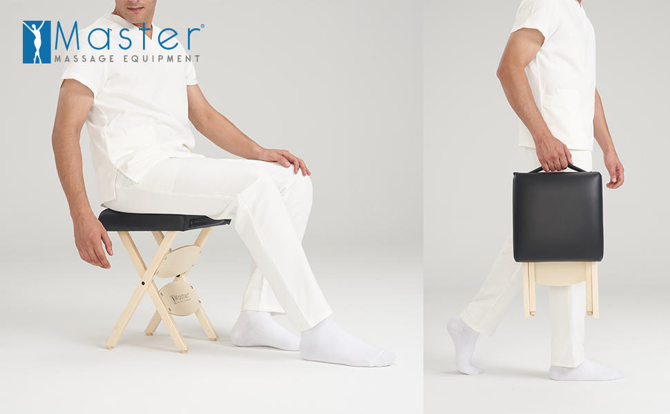 Складаний масажний табурет Master Massage America, чорний, для масажного столу