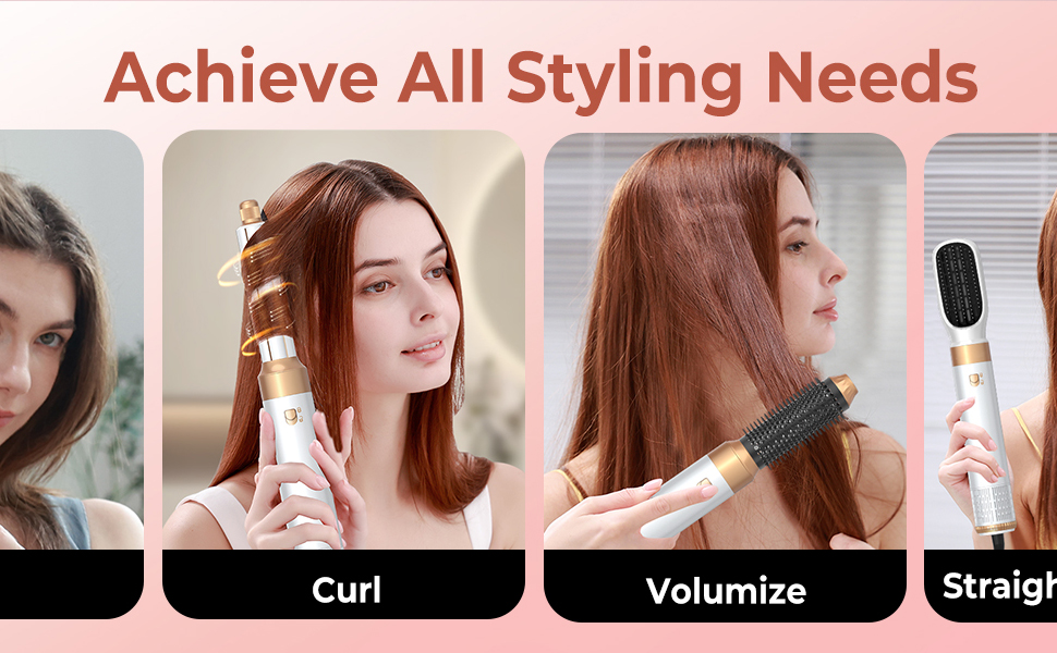 Набір для укладки волосся 5 в 1, Air Styler: фен-щітка, плойка для локонів, автоматична завивка, білий