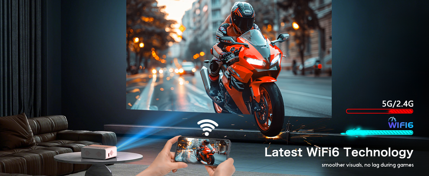 Проектор AKATUO Smart 4K з підтримкою Netflix, Full HD 1080P, WiFi6 Bluetooth, електричним фокусом та автотрапецеїдною корекцією для дому та вулиці (сумісний з iPhone)