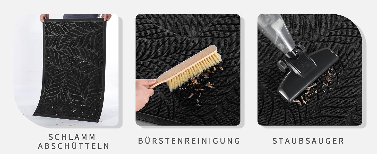 Килимок для входу Yimobra, 75 x 43 см, чорний - антиковзаюча, миється, для дому та вулиці | Килимок від бруду та пилу