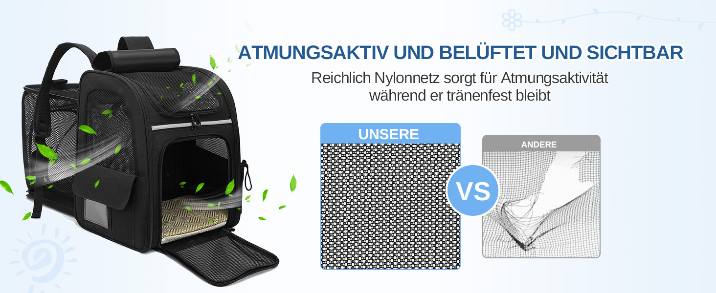 Рюкзак для кота та собаки Dogat, чорний: зручний, дихаючий, розкладний, з сіткою