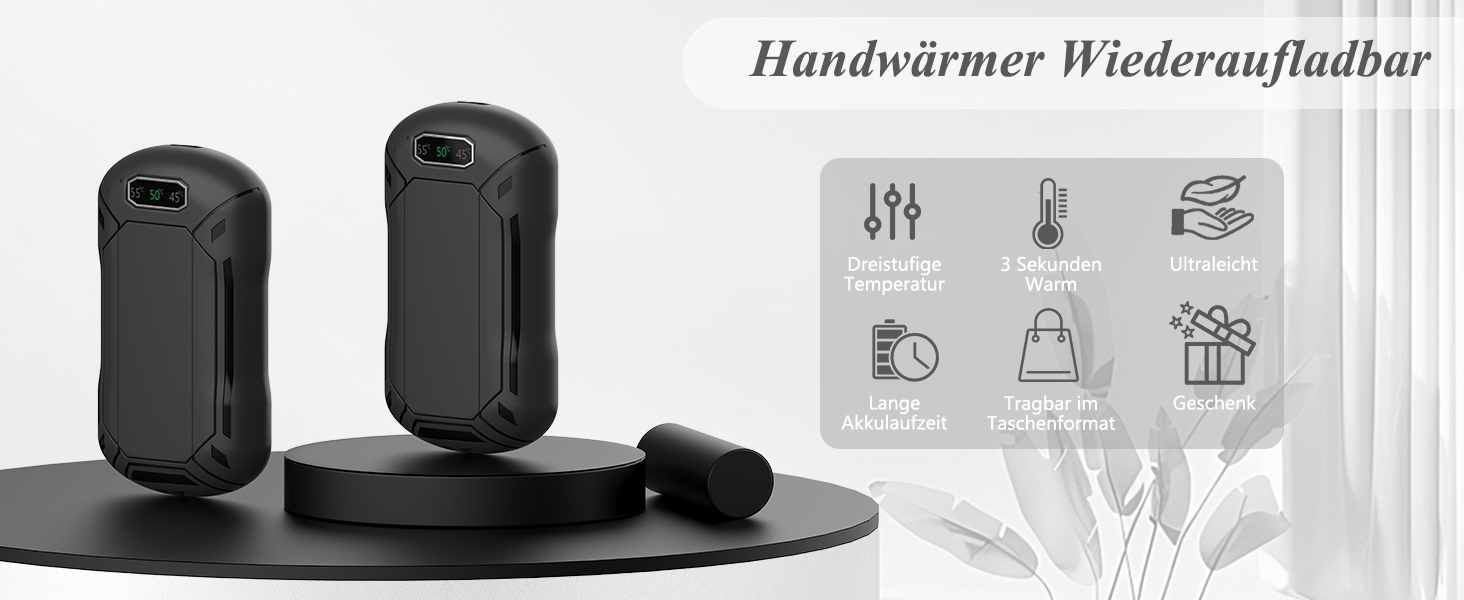 Електричні грілки для рук 2 шт., 6000 мАг, перезаряджувані, магнітні, 3 режими нагріву, USB, для жінок, чоловіків, дітей