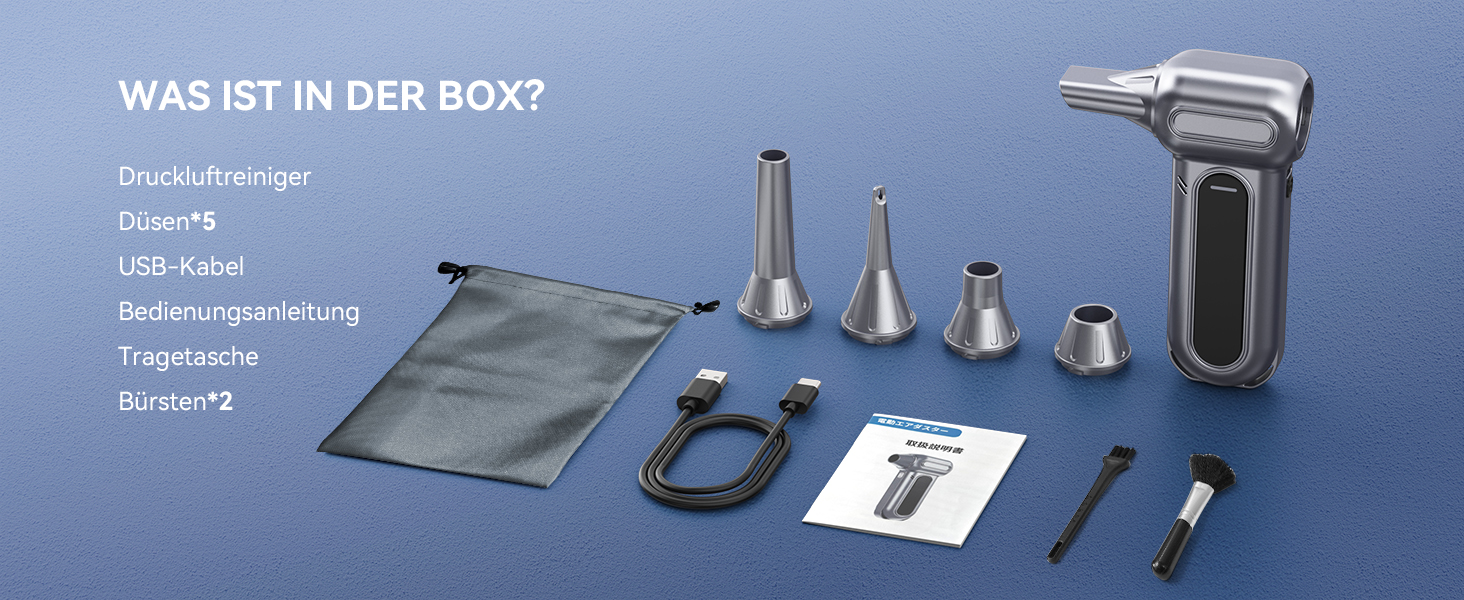 Електричний пилосос-піногенератор Orantronx Air Duster 200000 об/хв, 4-ступенева регулювання, акумуляторний, USB-зарядка, для ПК, клавіатури, авто, дивану, ноутбука, дому, вулиці