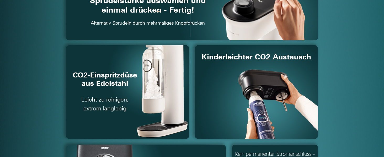 GROHE Blue Fizz Набір для газованої води (3 рівні газування, без CO2 балона, 1x 0,85л пляшка + засіб для чищення), 31943K00 (2x 0,85л пляшка | 1x CO2, з CO2 індикатором, Чорний)