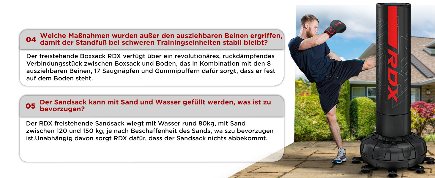 Стенд-боксерський мішок RDX 6FT 330LB з рукавичками та чохлом XXL. Ідеально для MMA, кікбоксингу, боксу, муай-тай. Чорний колір.