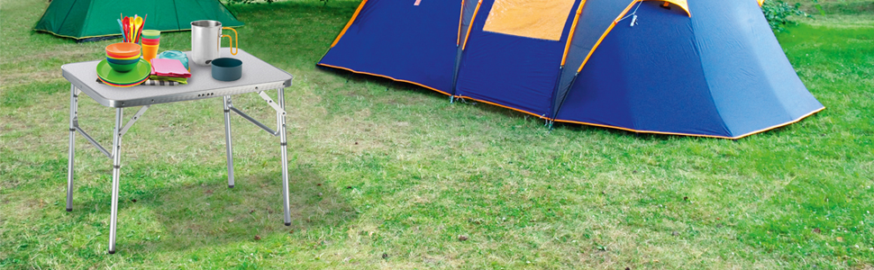 Складний стіл Camp Active алюмінієвий 75x55x60 см сріблястий з регульованими ніжками