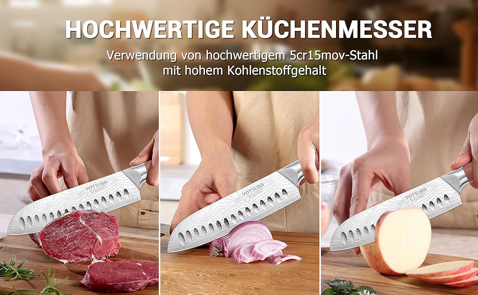 Професійний кухонний ніж Santoku 18 см з японської нержавіючої сталі з високим вмістом вуглецю, ергономічна ручка, для дому та ресторану