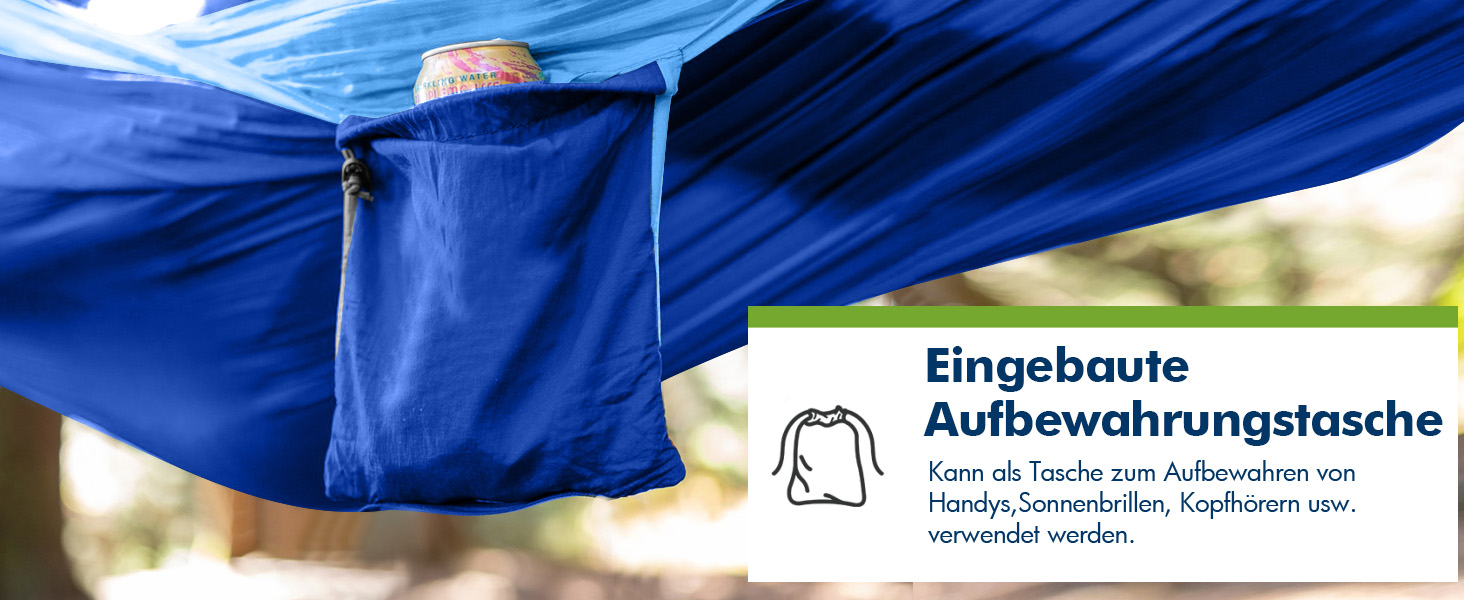 Гамак для відпочинку на відкритому повітрі, кемпінгу, 2 особи, 300 x 200 см, ультралегкий, портативний, для подорожей, вантажопідйомність до 300 кг, сапфірово-блакитний, нейлон, дихаючий