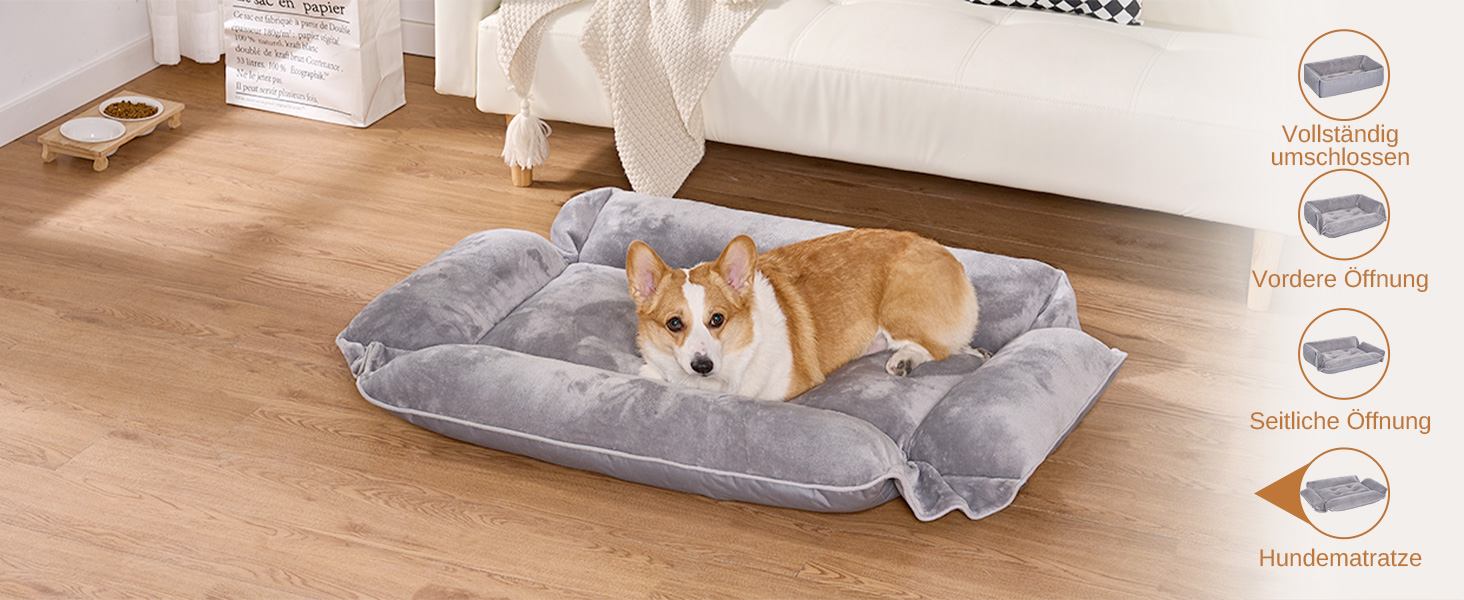 Лежанка для собак Dogat, 76x63 см, сіра, з фетру, з блискавкою, для собак малого, середнього та великого розміру