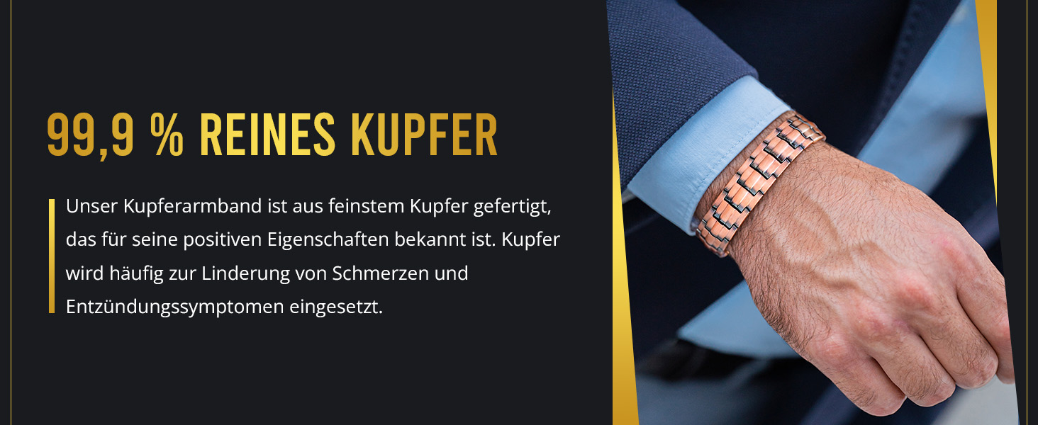 Магнітний браслет MagnetRX® для чоловіків з чистої міді - Браслет для магнітної терапії, ідеальний при артриті та синдромі карпального тунелю - З інструментом для регулювання розміру (Classic Style)